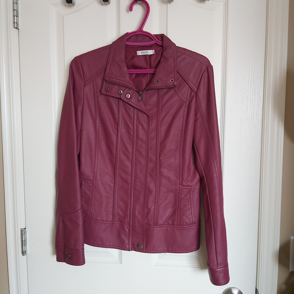 2/$25 Rickis Burgundy Leather Jacket